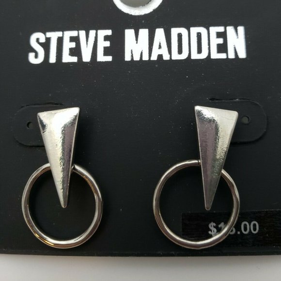 NWT Steve Madden Geometric Shape Dark Silver Tone - Picture 1 of 4